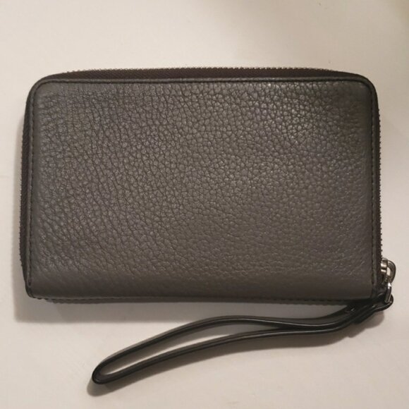 MARC JACOBS NY EMPIRE CITY LEATHER WALLET/WRISTLET ~ DARK GREY - Picture 2 of 12